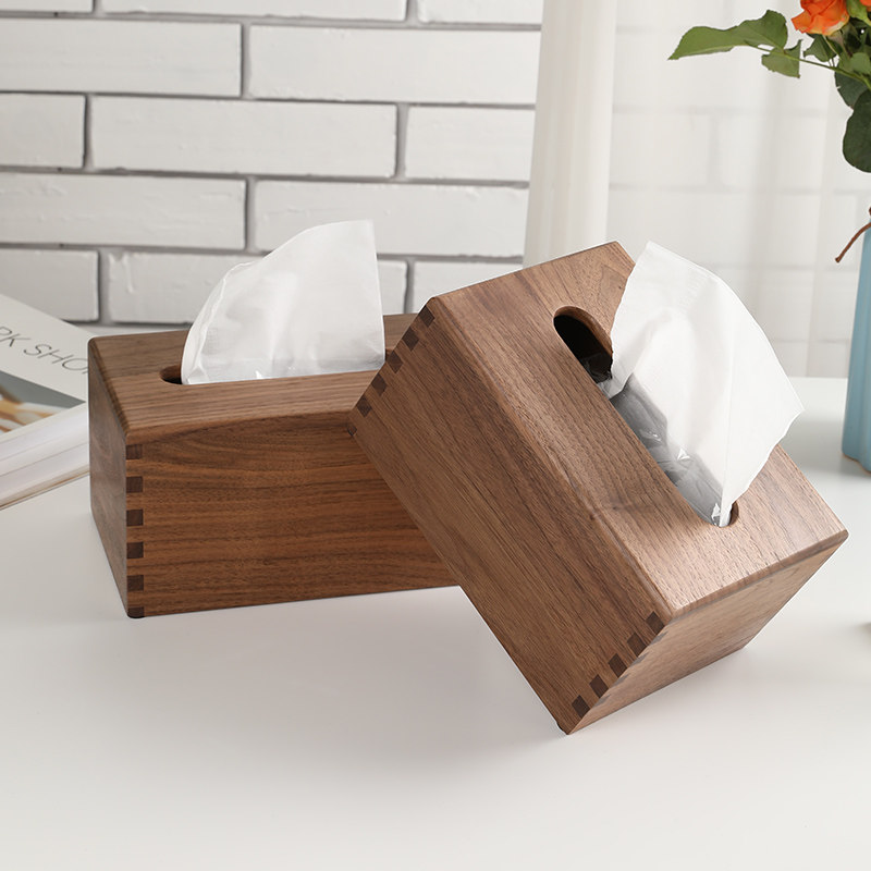 胡桃木底部抽拉纸巾客厅中式纸盒家用简约卧室纸巾盒
