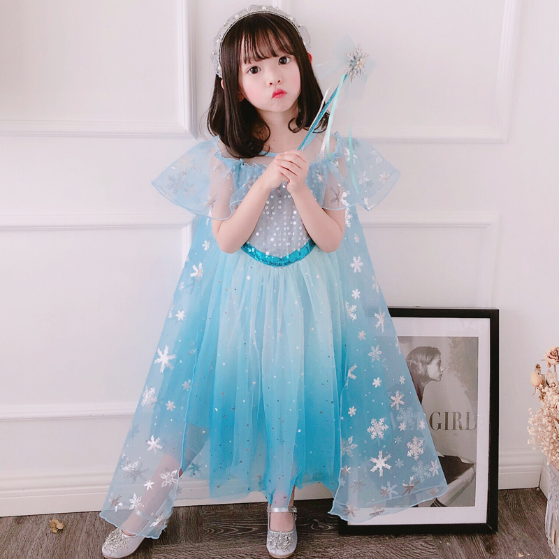 冰雪奇缘2爱莎公主裙女童连衣裙艾莎夏装儿童爱沙裙子纱裙礼服 - anne