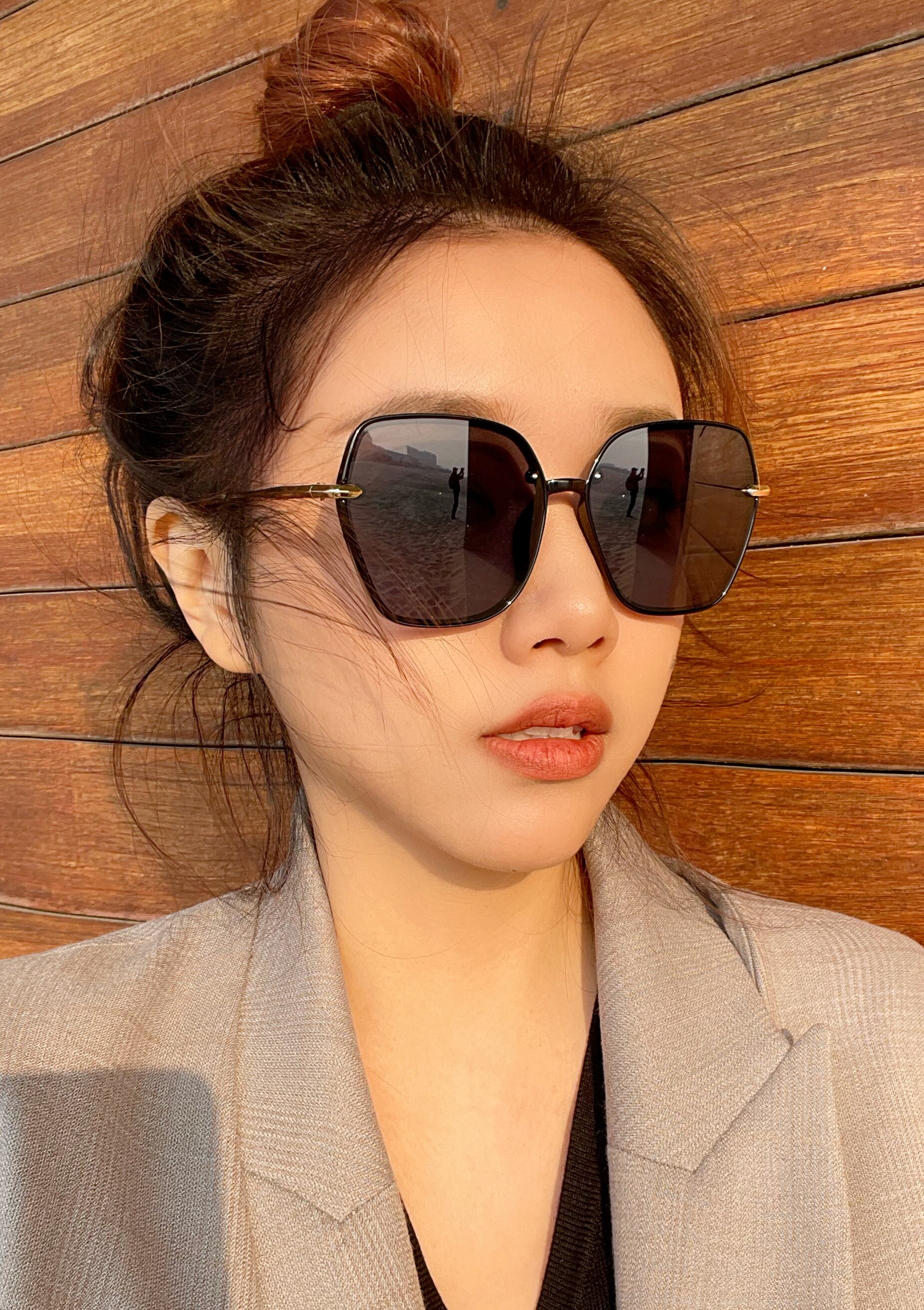 欧美太阳镜街拍显偏光墨镜大脸ins眼镜复古方形太阳眼镜