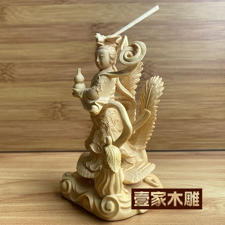 九天玄女凤凰黄杨木雕娘娘圣母工艺品摆件木雕
