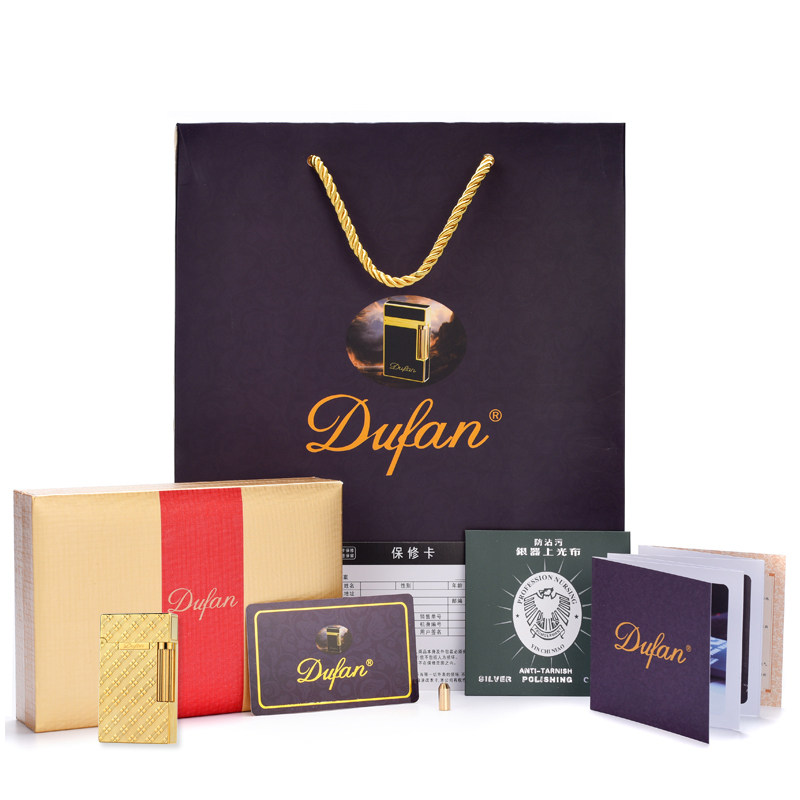 dufan都梵男士朗声充气体打火机纯铜进口机芯格子迷宫