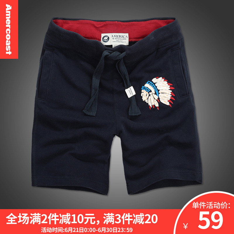 美洲海岸af短裤男夏季外穿潮牌纯棉刺绣外贸原单尾货休闲五分裤