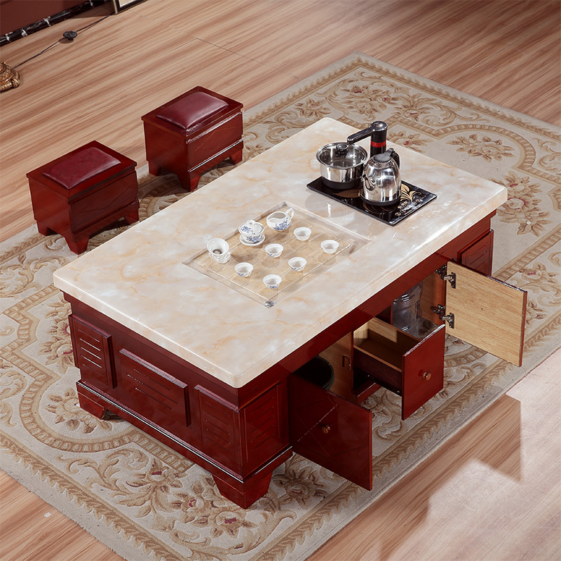 中式大理石功夫功夫茶茶几电视柜组合办公室茶桌自动茶几