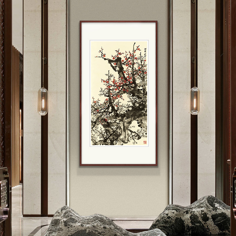 橙舍 中式客厅竖版装饰画 玄关书房风景有框挂画国画 关山月 漠阳