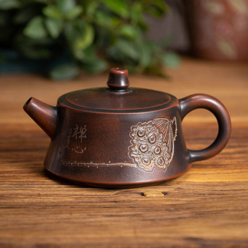 木鱼坭兴陶窑变紫砂壶柱础壶西施壶金钟壶纯手工刻绘茶壶茶具