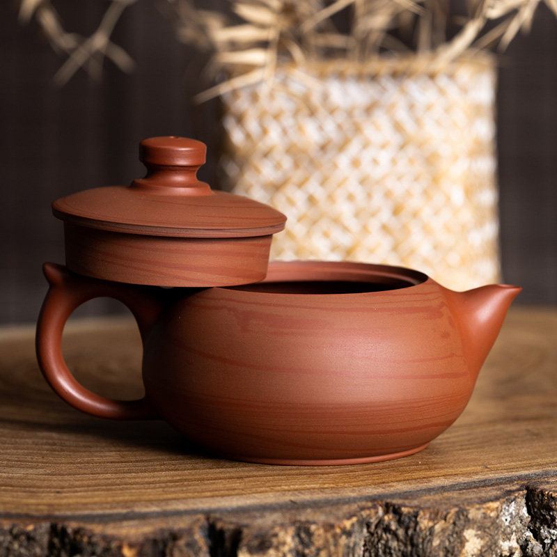 木鱼潮州吴建贵妃壶手拉绞泥西施壶朱泥壶手工茶壶