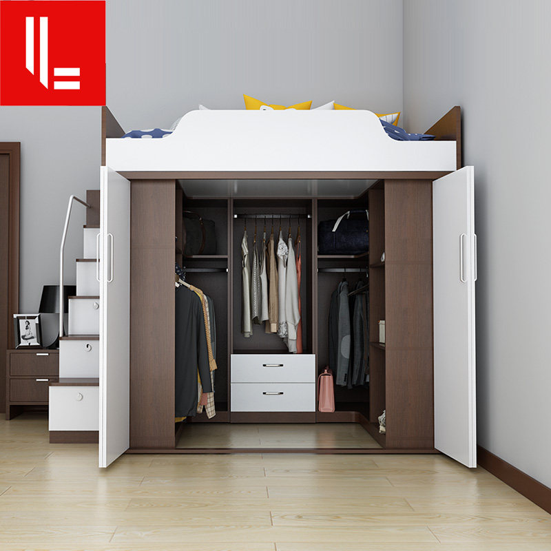 步入式衣帽间床多功能带衣柜一体组合床小户型储物柜的定制床成人