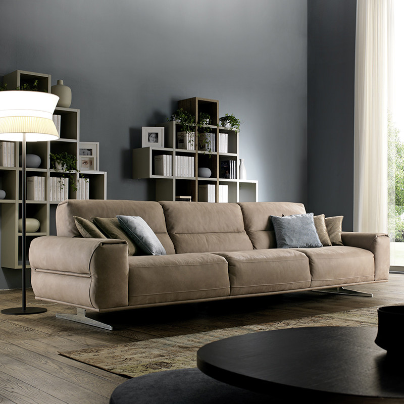 意大利纯进口头牛皮真皮沙发客厅夏图md沙发定制皮艺沙发