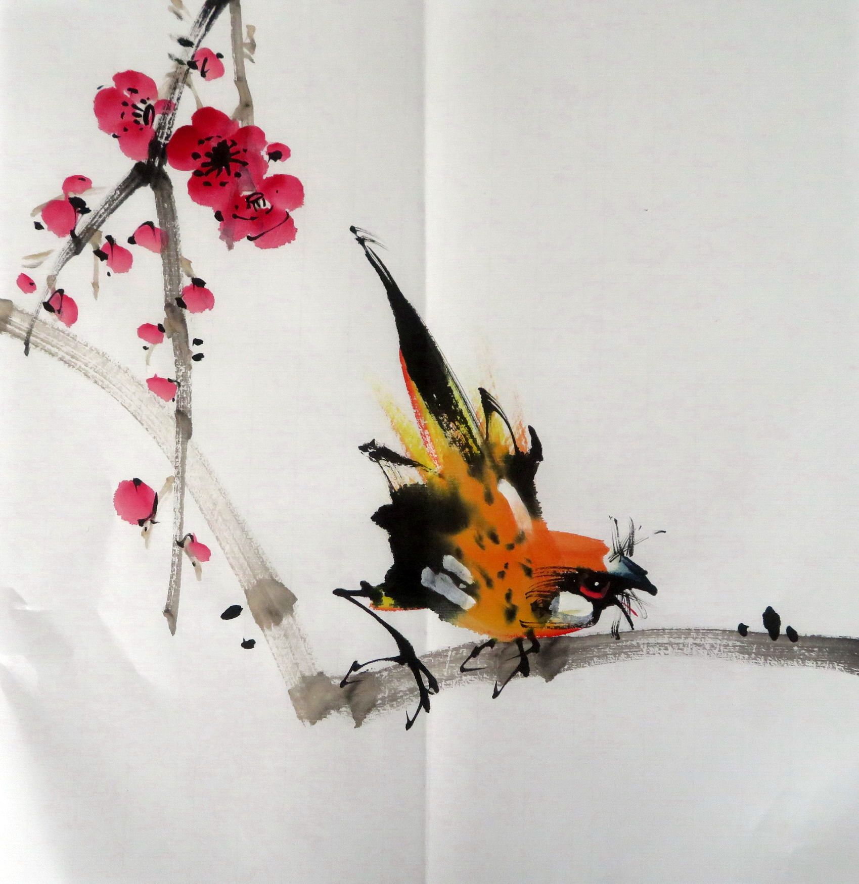 电表小品花鸟画八开四尺手绘少昂仿赵字画国画国画