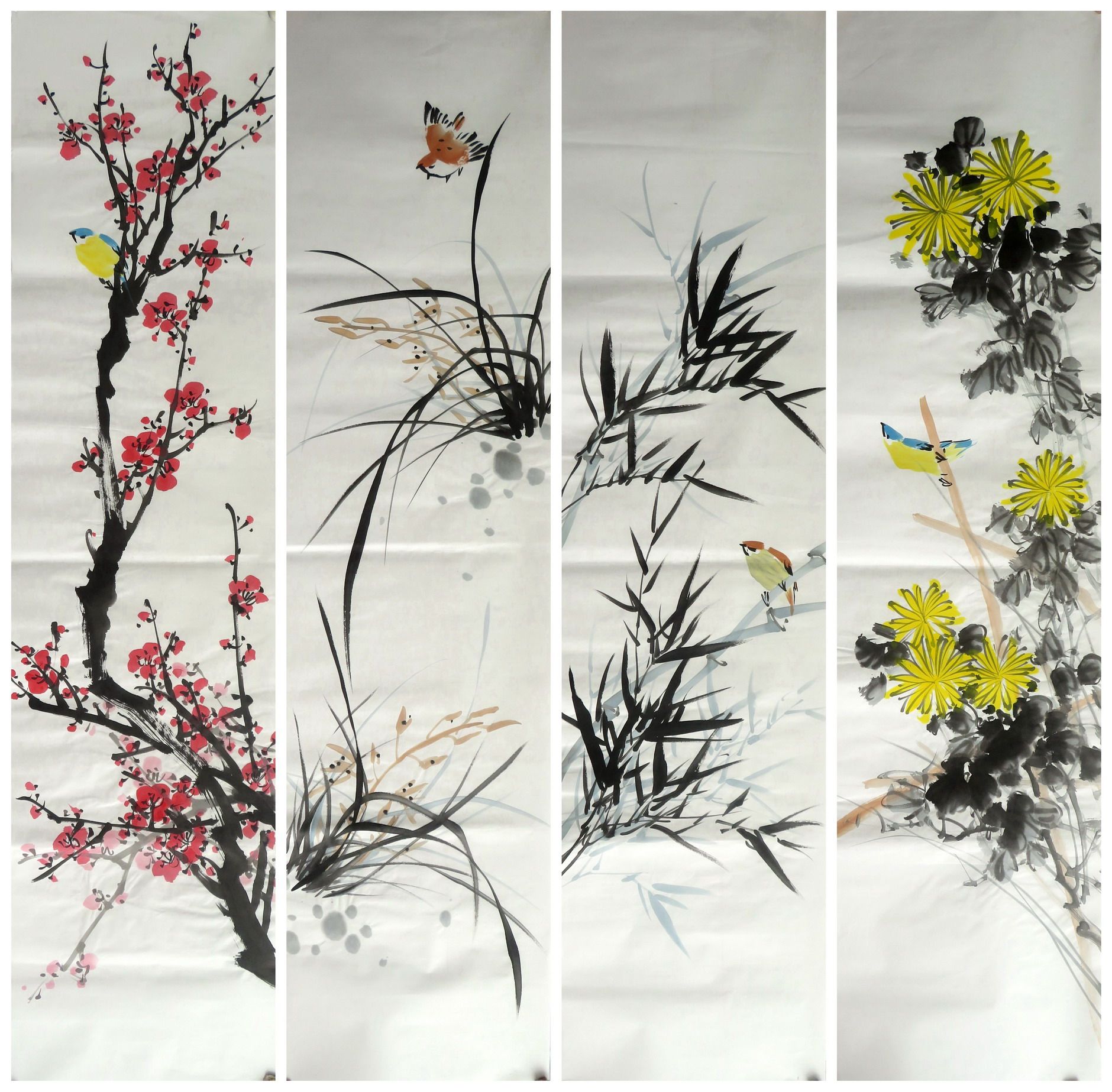 墨锦轩特特价精美装饰国画条幅手绘梅兰竹菊套画国画