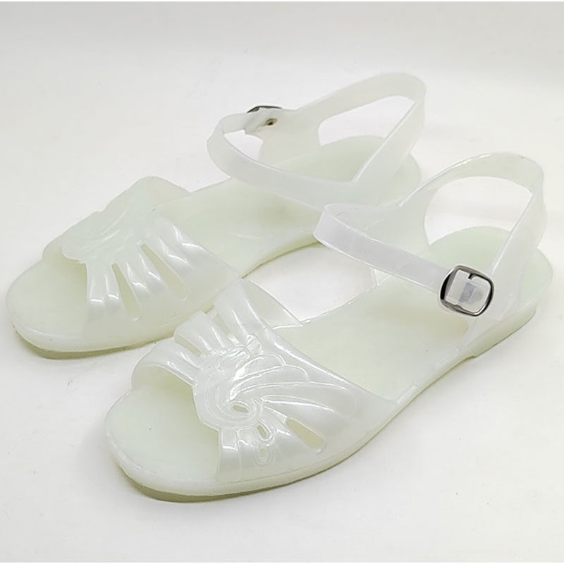 公主水晶凉鞋白胶pvc女士学生牛筋复古阿姨时装凉鞋