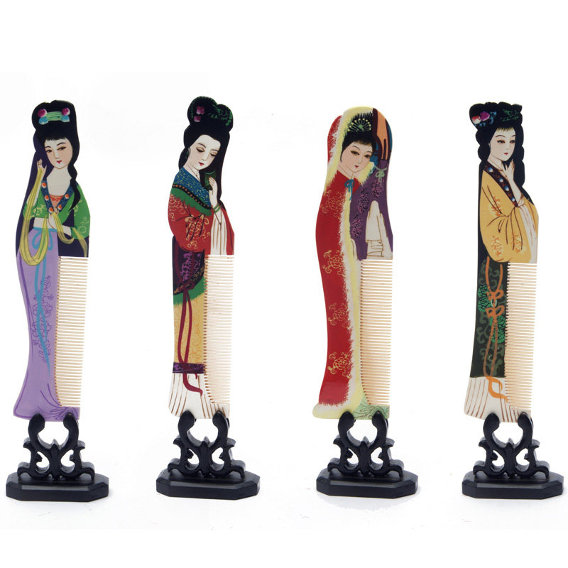 延陵常州梳篦四大美女工艺彩绘木梳梳子礼盒梳子