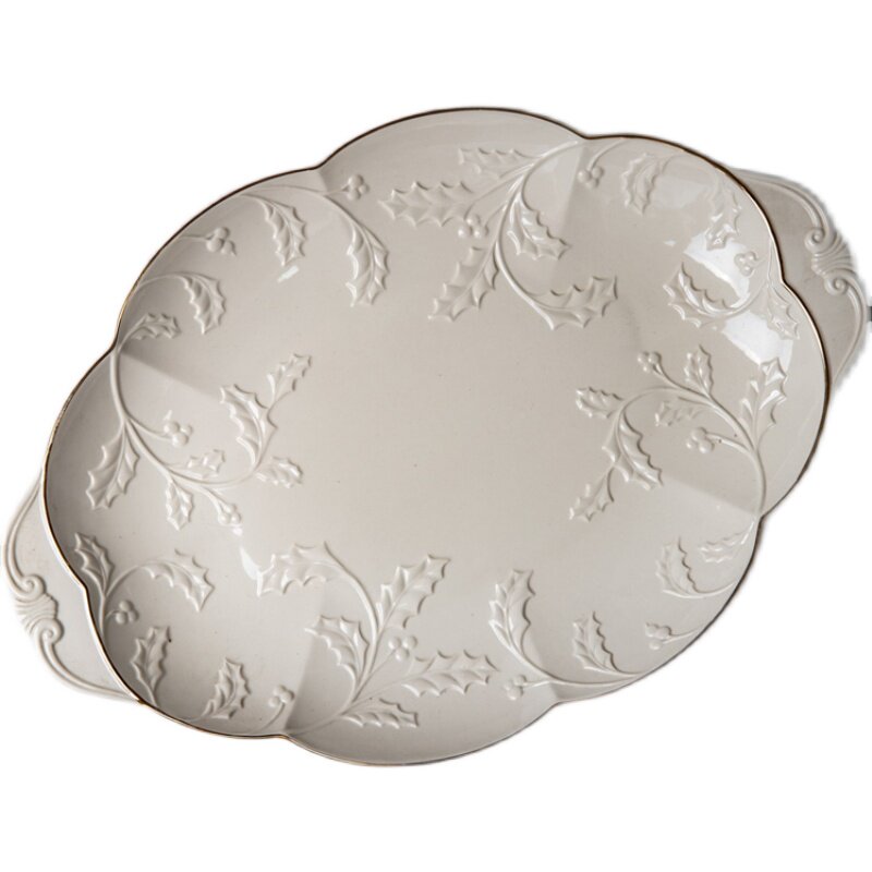 美国lenox浮雕欧式餐具陶瓷瓷盘子鱼家用北欧盘