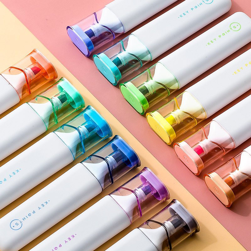 集物社软头荧光笔套装小学生彩色重点治愈大容量标记荧光笔