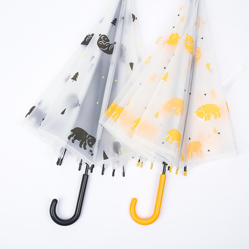 日系磨砂透明雨伞男女网红小清新长柄自动小学生伞