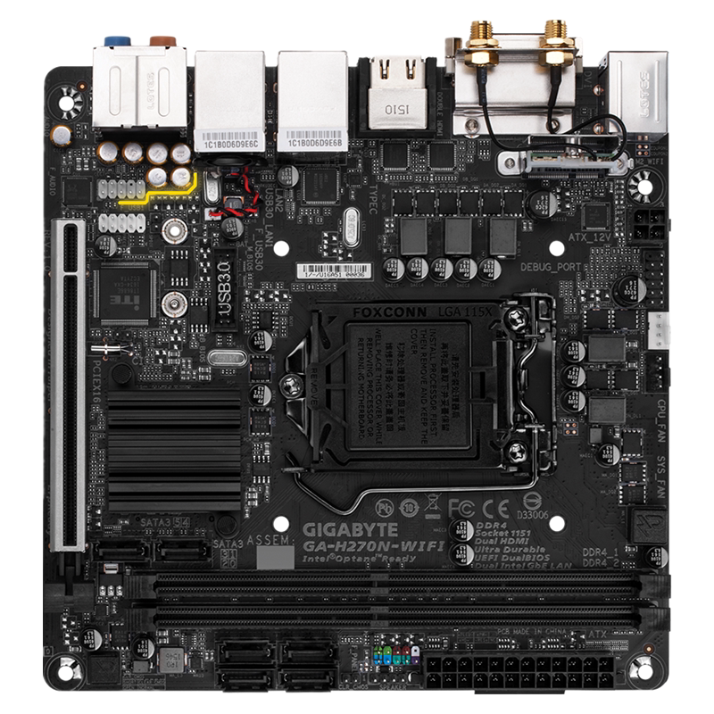 gigabyte技嘉h270nwifi1717miniitx电脑主板cpu双网口无线nas