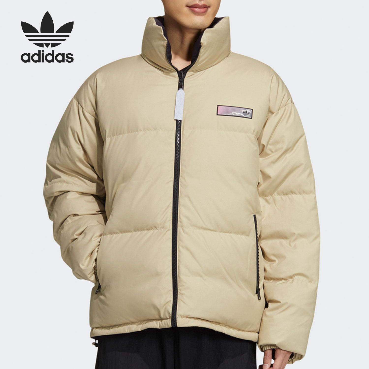 adidas阿迪达斯正品三叶草新款男子双面休闲保暖羽绒服运动羽绒服