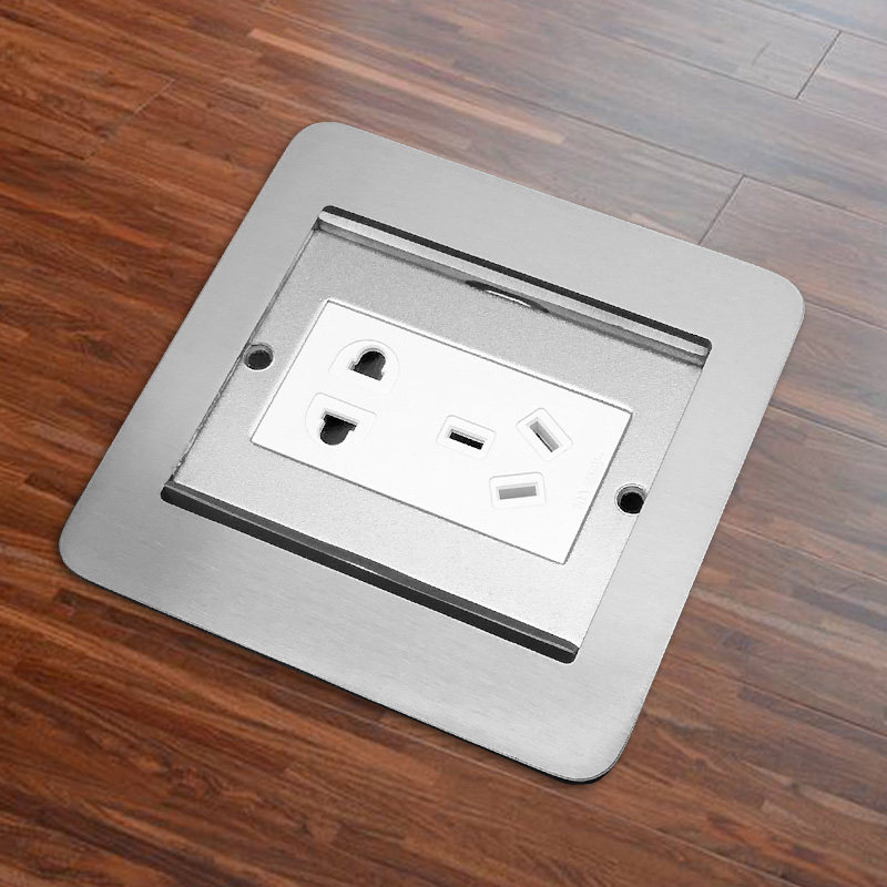 插座家用充电usb电脑五孔双门地面不锈钢地插地插