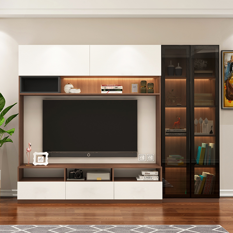 客厅整体电视柜55寸电视墙现代简约组合背景墙65寸电视电视柜