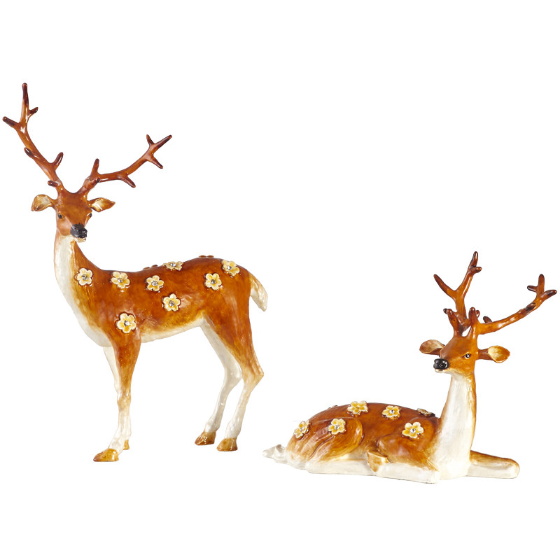 招财珐琅彩鹿摆件北欧欧式客厅电视柜酒柜家居摆件