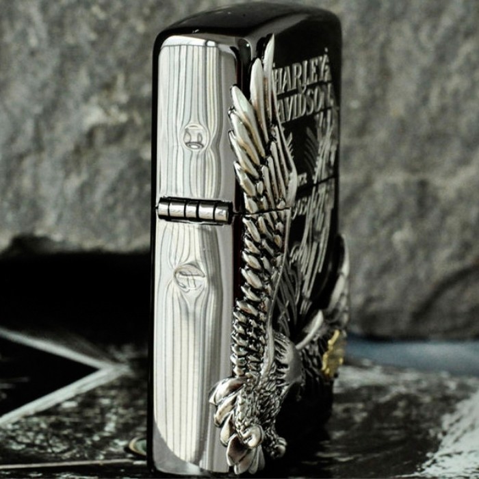 原装正品zippo打火机 黑冰哈雷镀银大侧鹰王者归来hdp-18 珍藏版