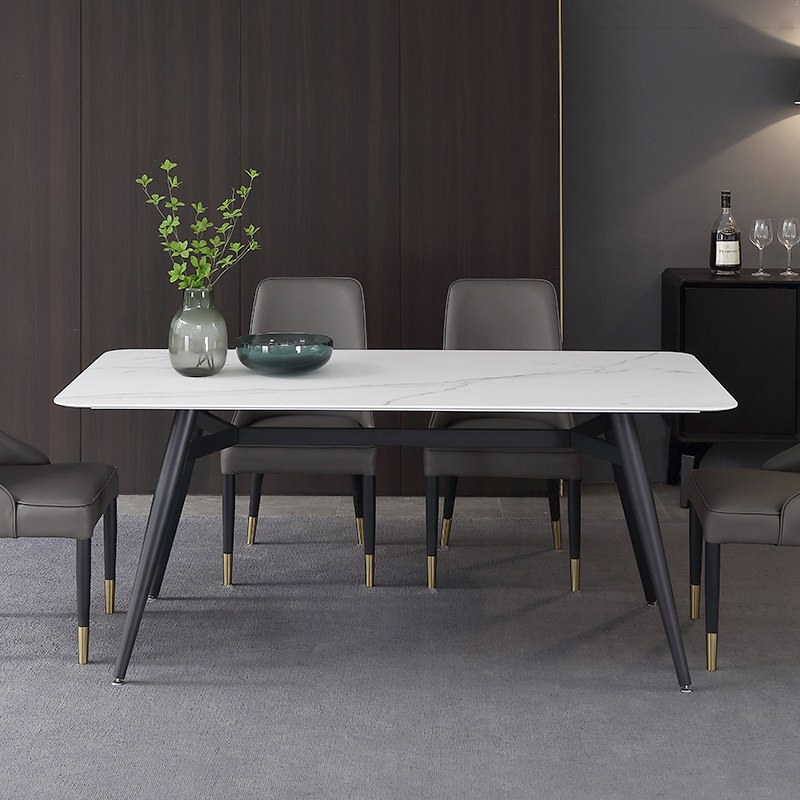 意式极简岩板餐桌长方形桌子现代简约家用饭桌北欧大理石餐桌椅