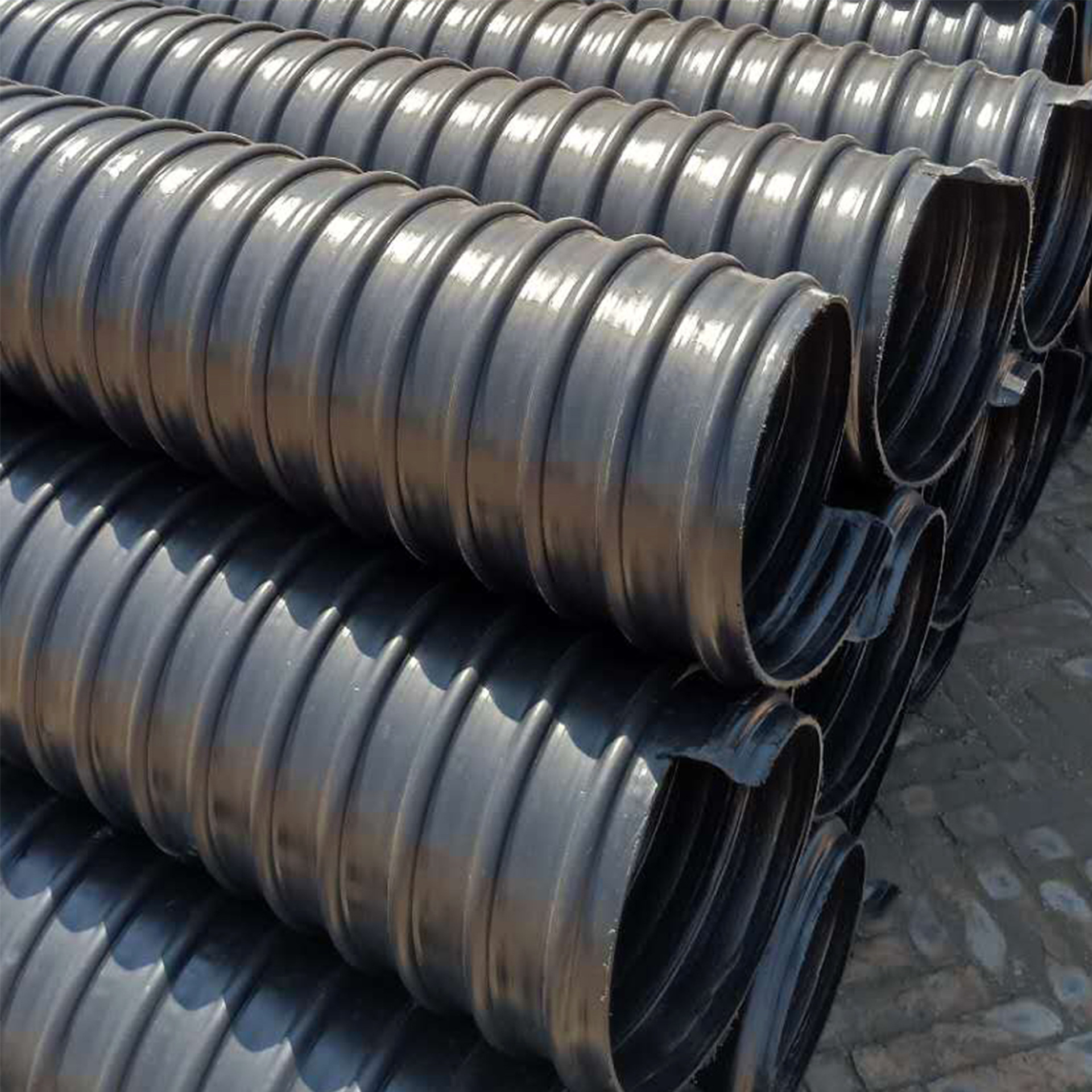 钢带pehdpe增强聚乙烯螺旋波纹排污sn8大口径upvc管