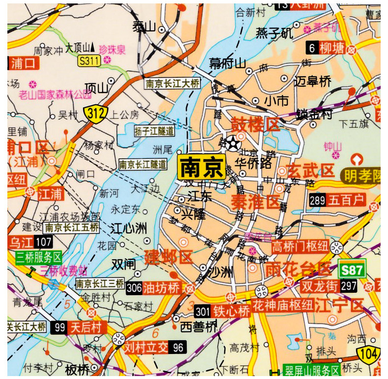 北斗2021版南京city城市地图详图全新南京旅游景点交通详图大比例城区