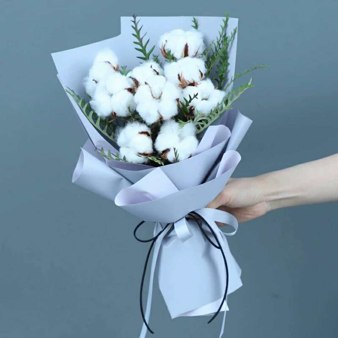 花束西安鲜花同城速递棉花天然干花北欧木棉花鲜花速递同城