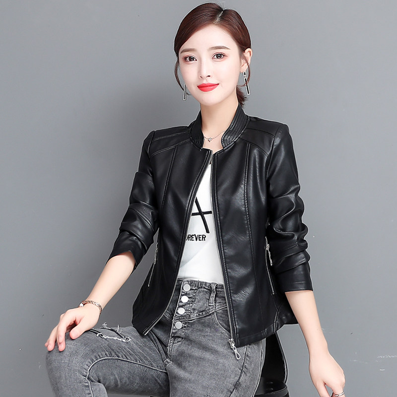 海宁皮衣短款外套女2020春秋新款韩版修身显瘦皮夹克小皮衣女大码