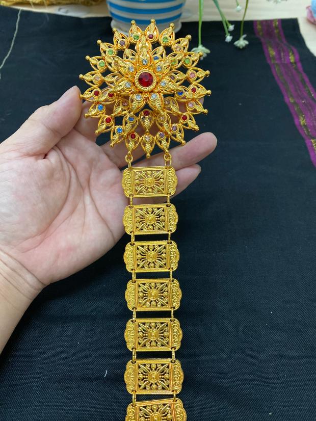 傣王妃西双版纳泰国饰品泰式服装傣族腰带腰链金色腰带