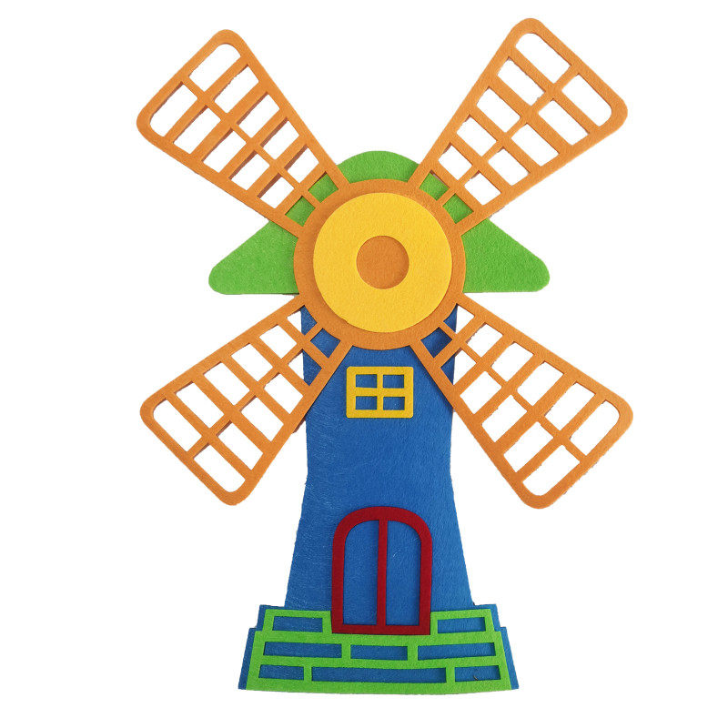 幼儿园黑板报布置教室立体装饰房屋房子大风大风车墙贴