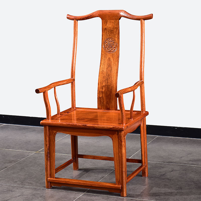 红木仿古椅子休闲椅休闲中式新中式官帽背椅实木围椅