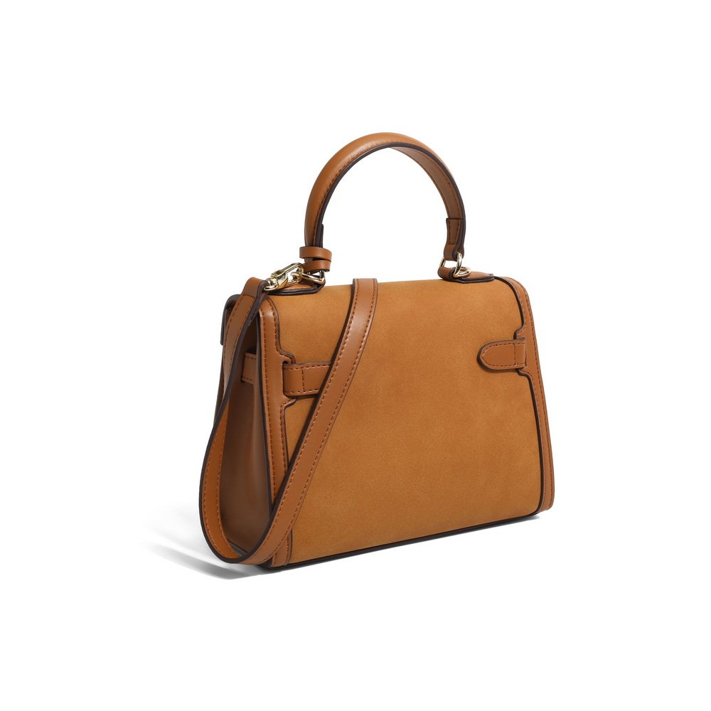 知性百丽手提包2023新款女包包包棕色复古单肩通用款女包