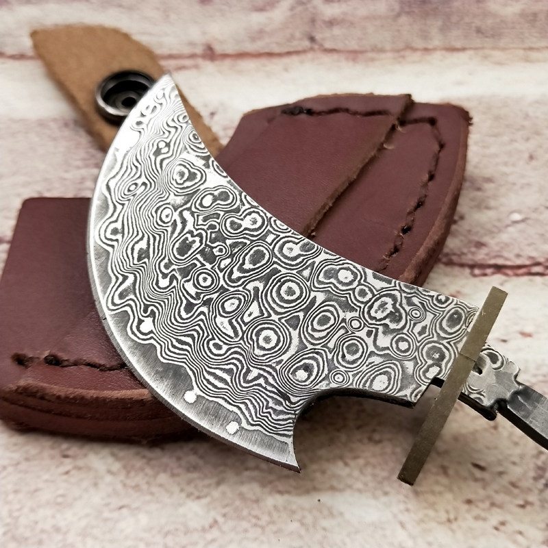 大马士革沉香刀胚刀片香刀切纸切香刀迷你小斧斧头其他户外刀具