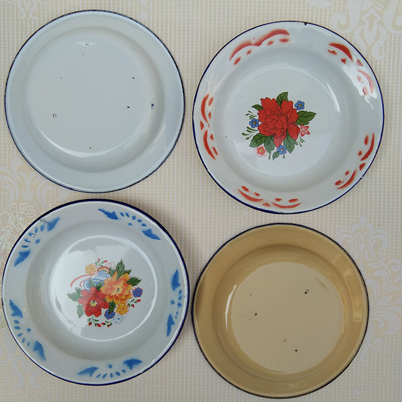 老式搪瓷汤盘复古菜碟圆形小吃怀旧餐厅市井盘