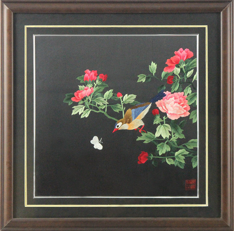 伊飞湘绣客厅装饰画单面成品手工中式刺绣高档湘绣