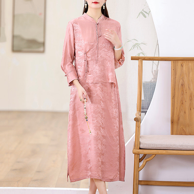 真丝国风中式新中式气质女装复古旗袍民国女款旗袍