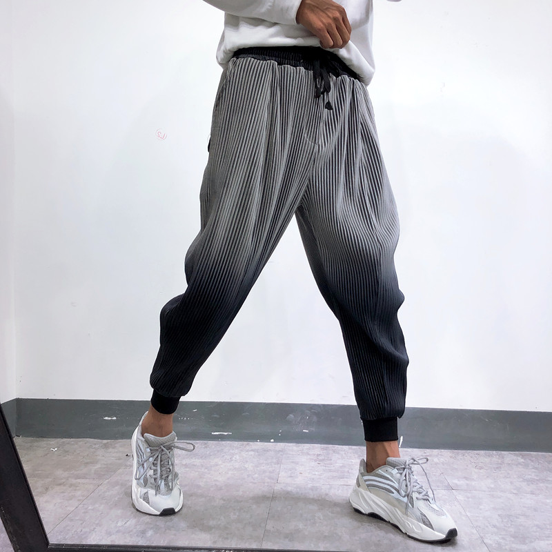 条纹渐变色休闲哈伦裤束脚裤吊裆裤大裆裤男嘻哈灯心绒垮裤小脚裤