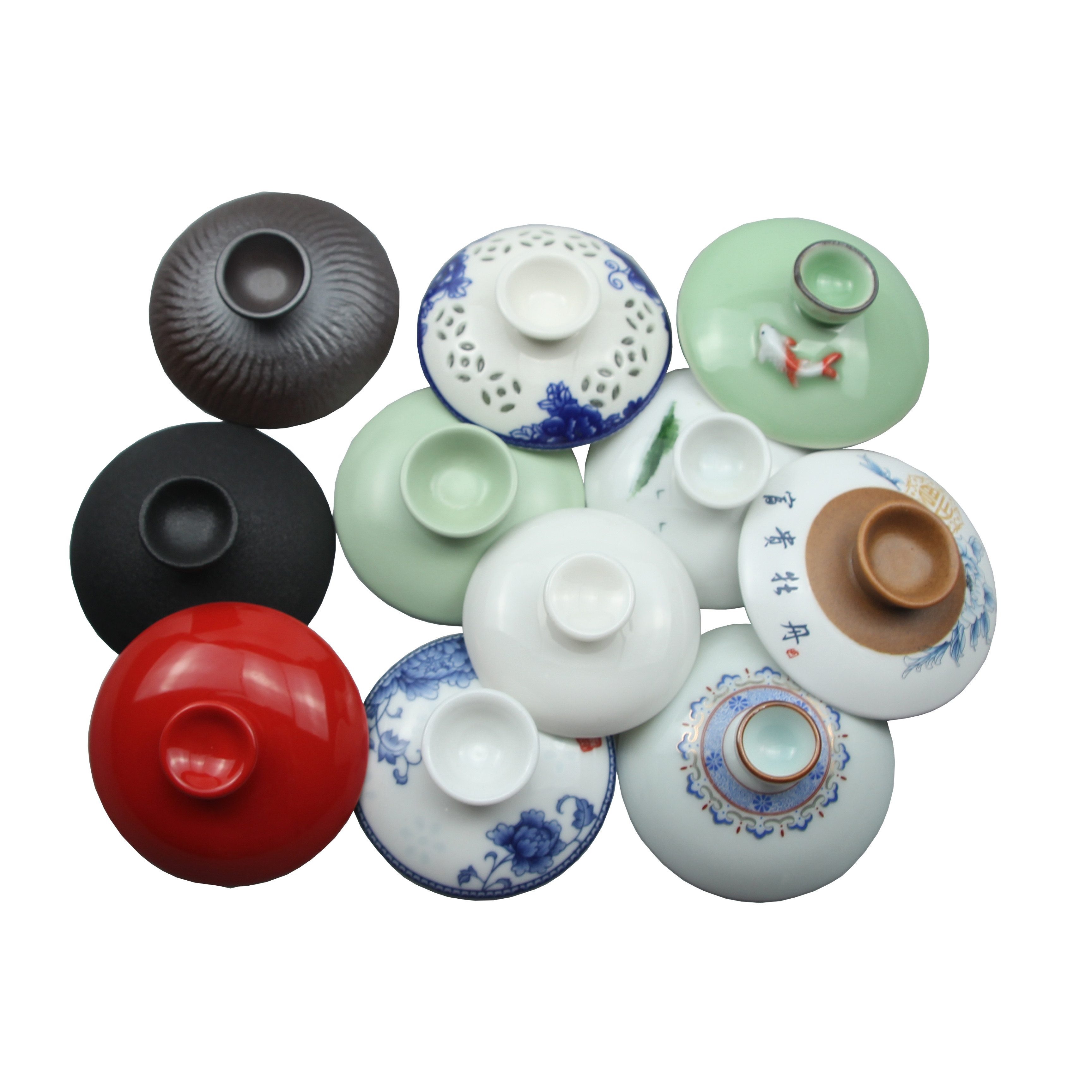 陶瓷玲珑盖碗盖子 防尘杯盖子马克杯盖 水杯盖小口杯盖子紫砂盖