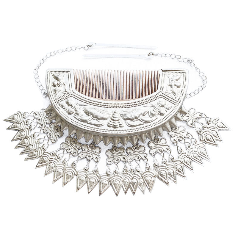 贵州苗族苗银帽子项圈少数民族侗族步摇梳子发簪发饰