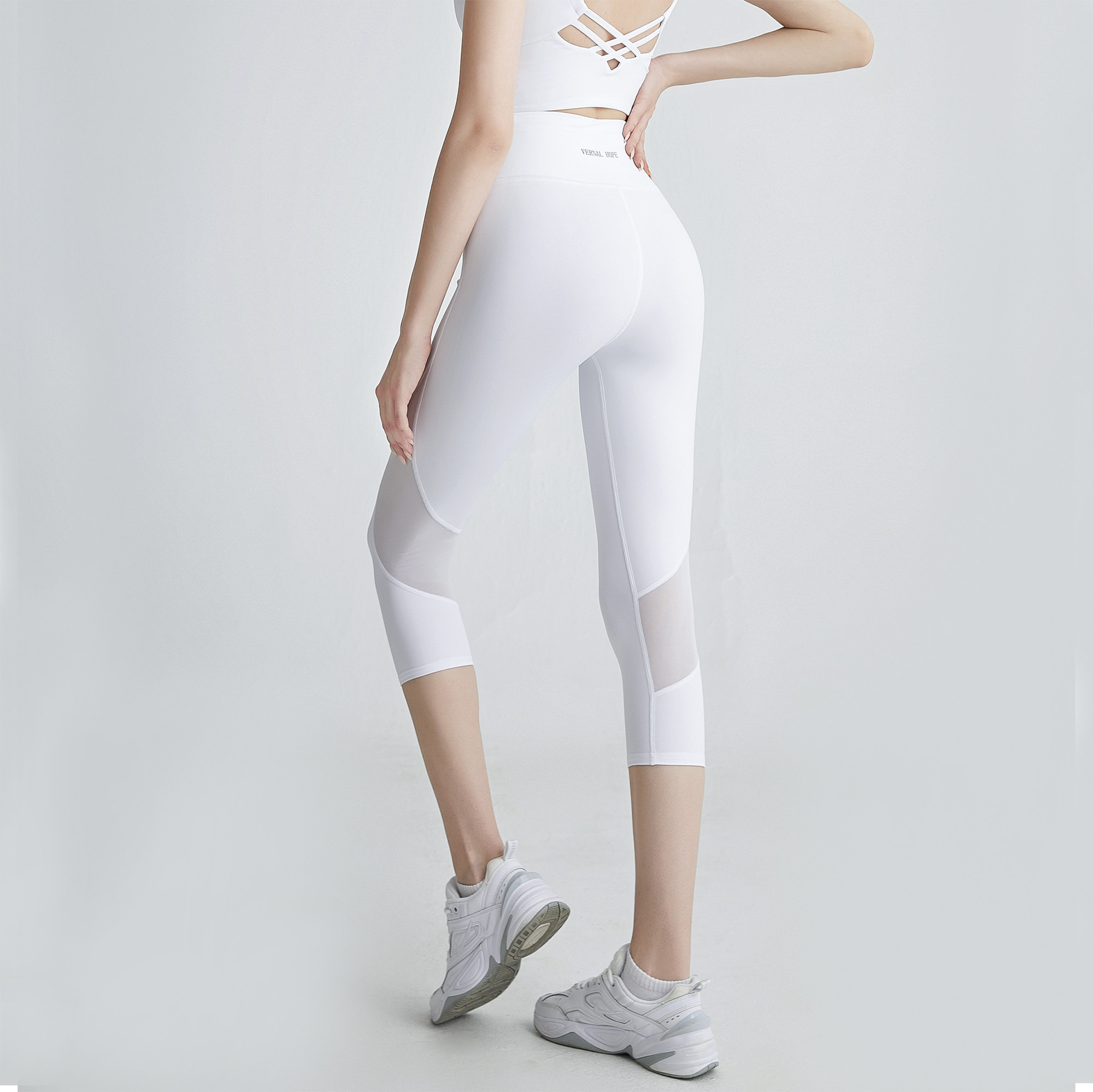 仙气网纱透气穿透身外紧身弹力裤提健身薄款健身裤