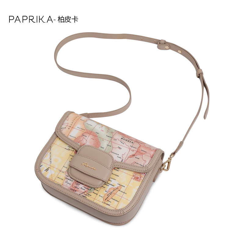 斜挎paprika地图包包女秋冬新款时尚复古大容量单肩女士包袋