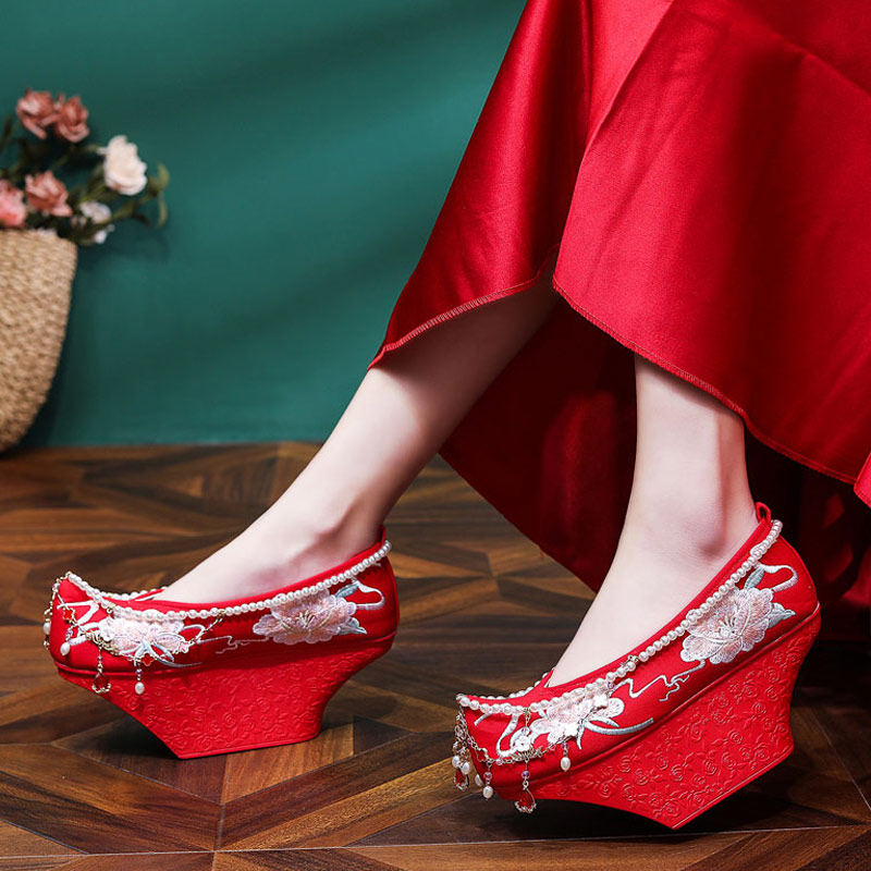 清朝花盆盆底鞋女延禧攻略格格65cm厚底刺绣布鞋