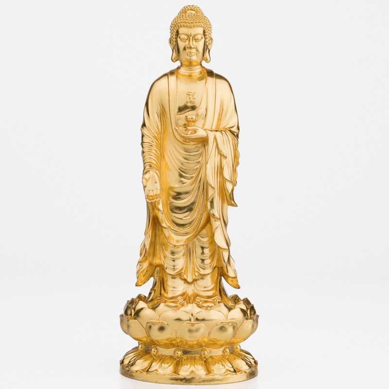 佛像台湾盛凡阿弥陀铜贴金南阿弥陀佛佛祖摆件5寸摆件