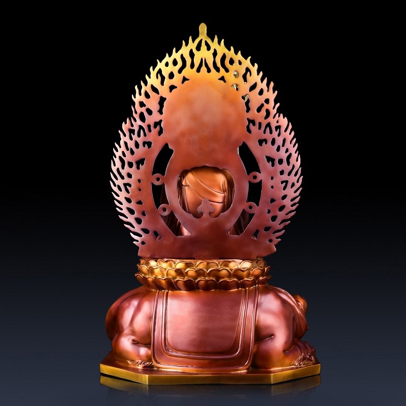 盛凡 地藏王菩萨地藏王佛像纯铜火焰坐谛听地藏王菩萨像摆件