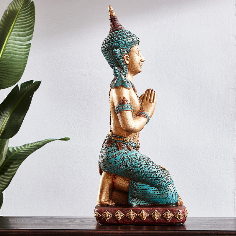 泰域东南亚迎宾跪佛落地摆件泰式spa按摩餐厅摆件