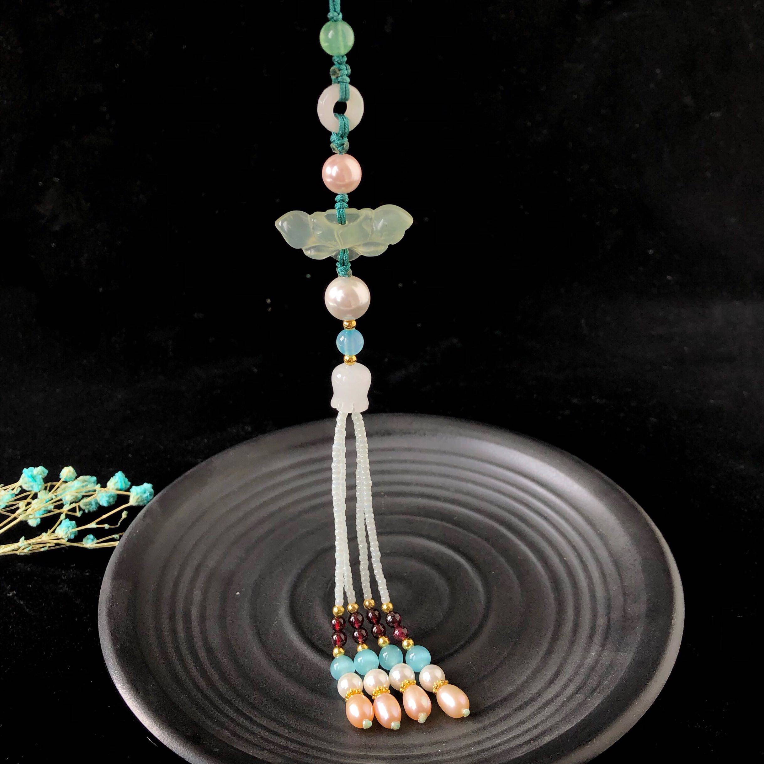 玲珑复古中国国风旗袍压襟挂件岫玉珍珠中式其它首饰