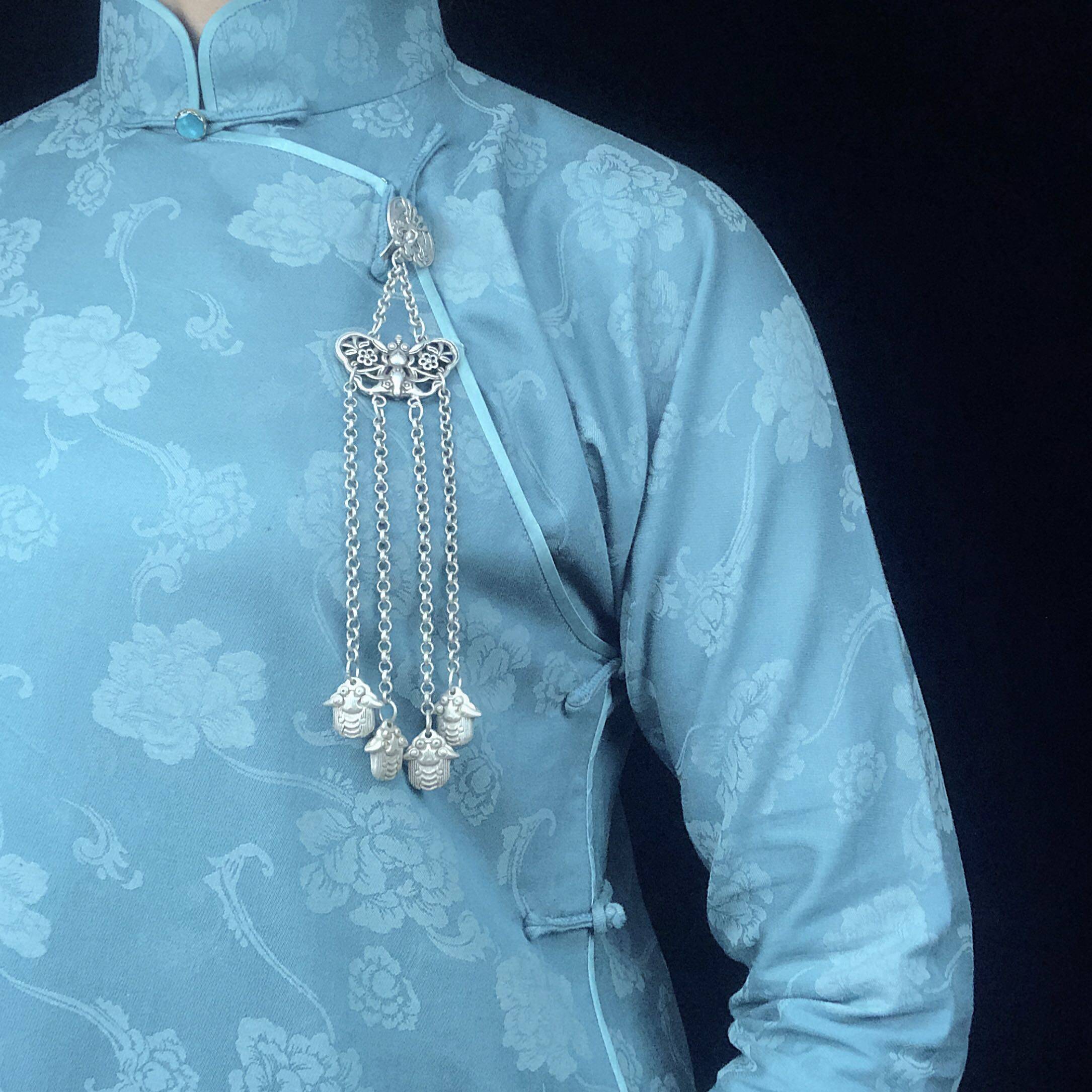 玲珑仿古银压挂件中国国风古装旗袍配饰中式其它首饰