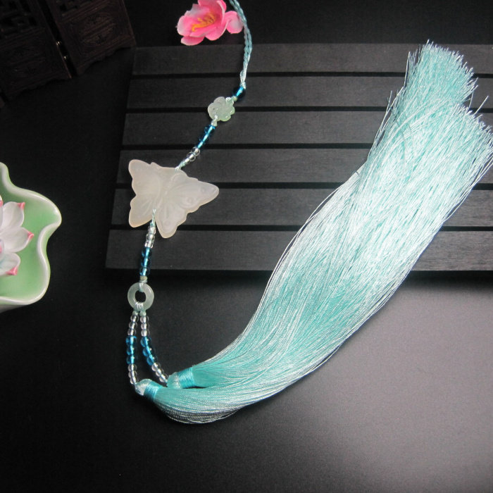 梦蝶岫玉玉蝴蝶古典玉佩腰佩禁步cos古风汉服其它首饰